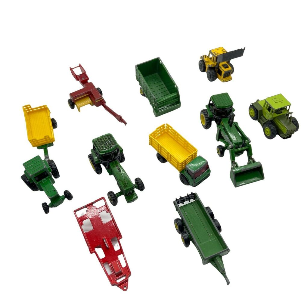 Matchbox John Deere Green Red Yellow Loader Tractor Farm Equipment Toy Lot Of 11